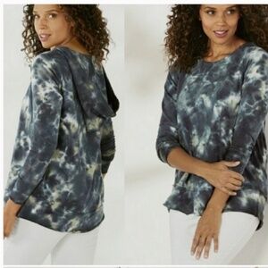 Soft Surroundings Tie Dye Hoodie, Size XS, Raw Hem, Lightweight